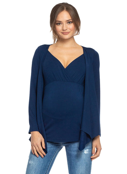 24seven Comfort Apparel Maternity Womens V Neck Long Sleeve Tunic