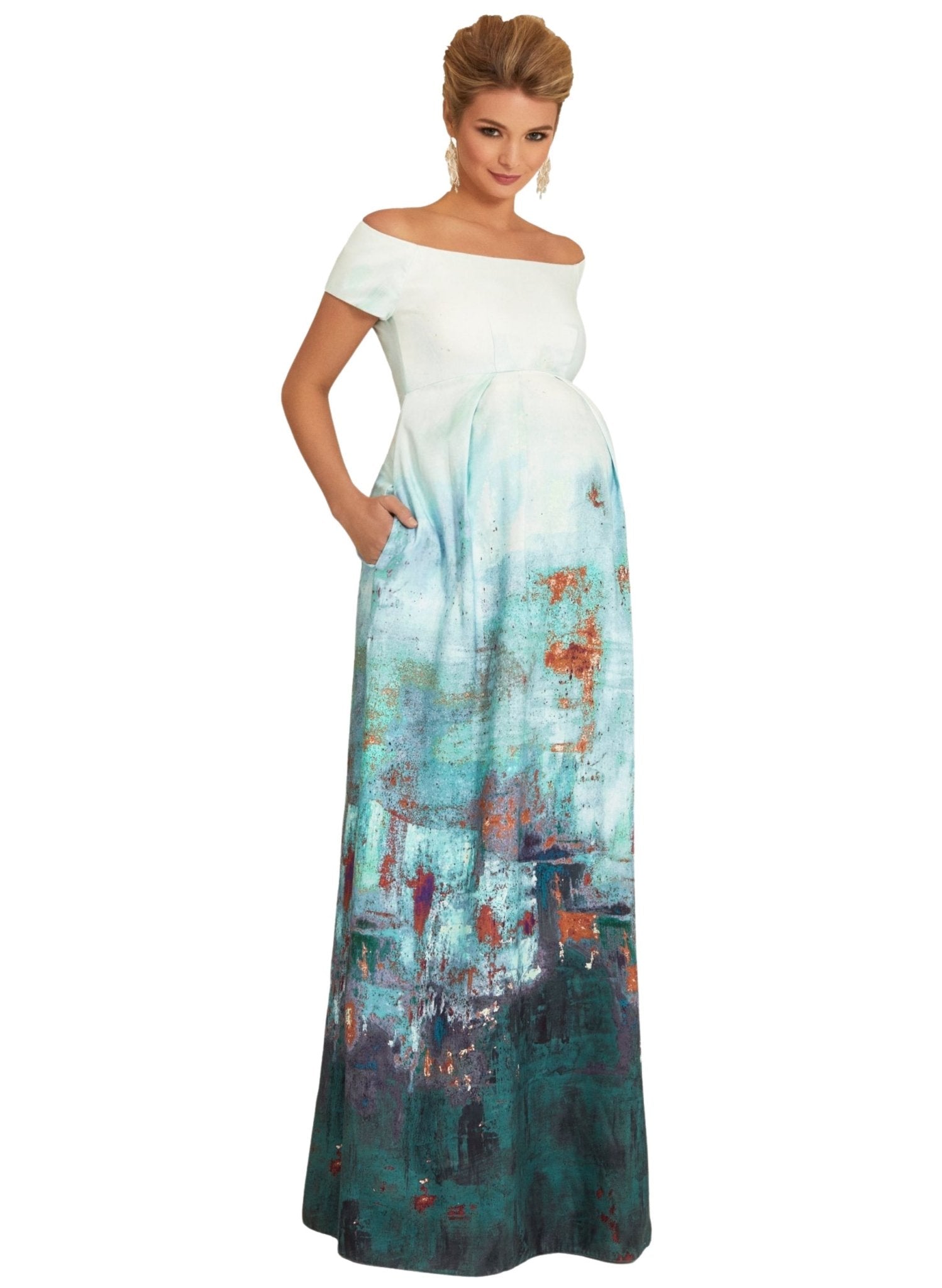 Aria Maternity Gown - Aquatic Ombre - Mums and Bumps