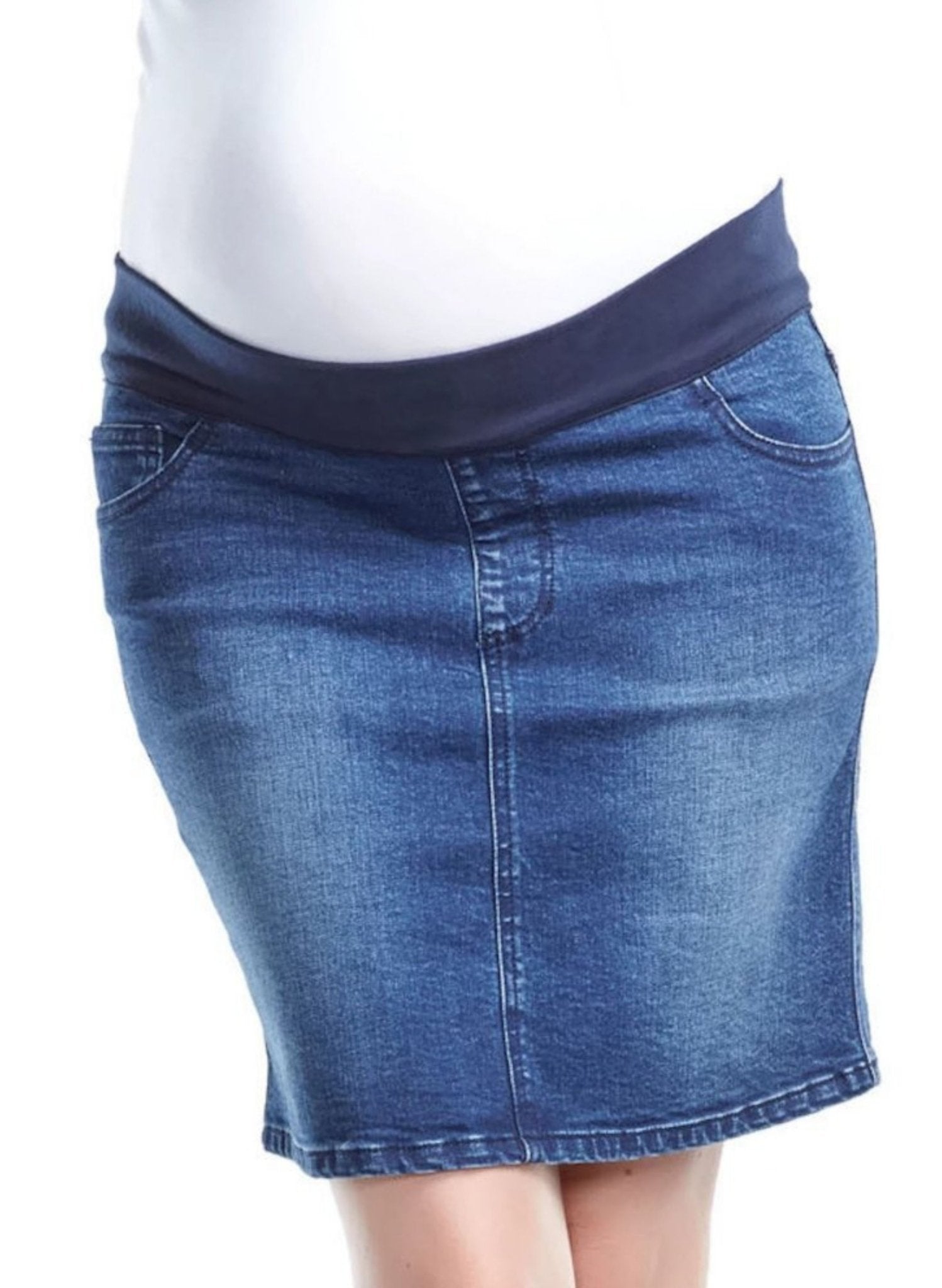 Band Denim Maternity Skirt - Mums and Bumps