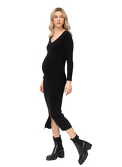 Bella Maternity Dress with 3/4 Sleeves - Black - Mums and Bumps