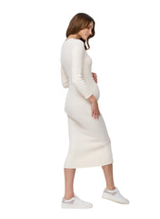 Bella Maternity Dress with 3/4 Sleeves - Cream White - Mums and Bumps