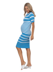 Emanuelle Maternity Dress - White/Azure - Mums and Bumps