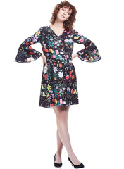 Harper Bell Sleeve Maternity Dress - Black Floral - Mums and Bumps