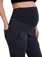 Stretch Maternity Cargo Pants - Navy - Mums and Bumps