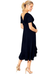Waterfall Maternity Midi Dress - Black - Mums and Bumps