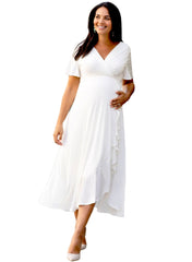 Waterfall Maternity Midi Dress - Ivory - Mums and Bumps