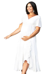 Waterfall Maternity Midi Dress - Ivory - Mums and Bumps