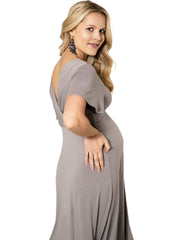 Waterfall Maternity Midi Dress - Taupe Grey - Mums and Bumps