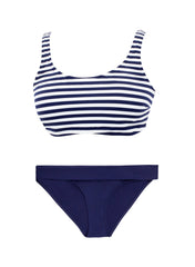 Alba Navy Striped Bikini Set Maternity Swimsuit - Mums and Bumps