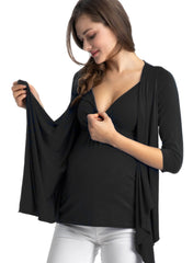 Anemone Maternity & Nursing 3/4 Sleeves Top - Black - Mums and Bumps