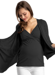 Anemone Maternity & Nursing 3/4 Sleeves Top - Black - Mums and Bumps