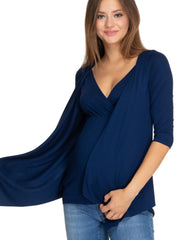 Anemone Maternity & Nursing 3/4 Sleeves Top - Moonlight Blue - Mums and Bumps