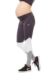 Balance Mid Waist Maternity Legging - Grey/White/Silver - Mums and Bumps