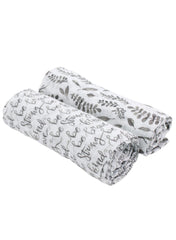 Bebe Au Lait Pack of 2 Swaddle Cotton JustBe Plus Leaves Print - Mums and Bumps