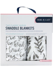 Bebe Au Lait Pack of 2 Swaddle Cotton JustBe Plus Leaves Print - Mums and Bumps
