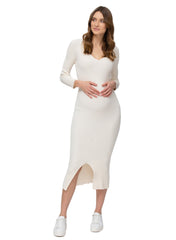 Bella Maternity Dress with 3/4 Sleeves - Cream White - Mums and Bumps
