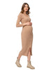 Bella Maternity Dress with 3/4 Sleeves - Cuban Sand - Mums and Bumps