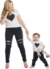 Black Heart & Mini Black Heart T-Shirts - Mums and Bumps