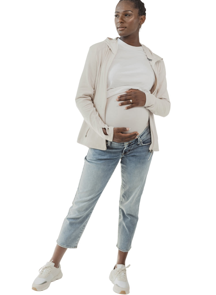 BLANQI Denim Maternity Belly Support Straight Crop Jeans - Sunfade Wash