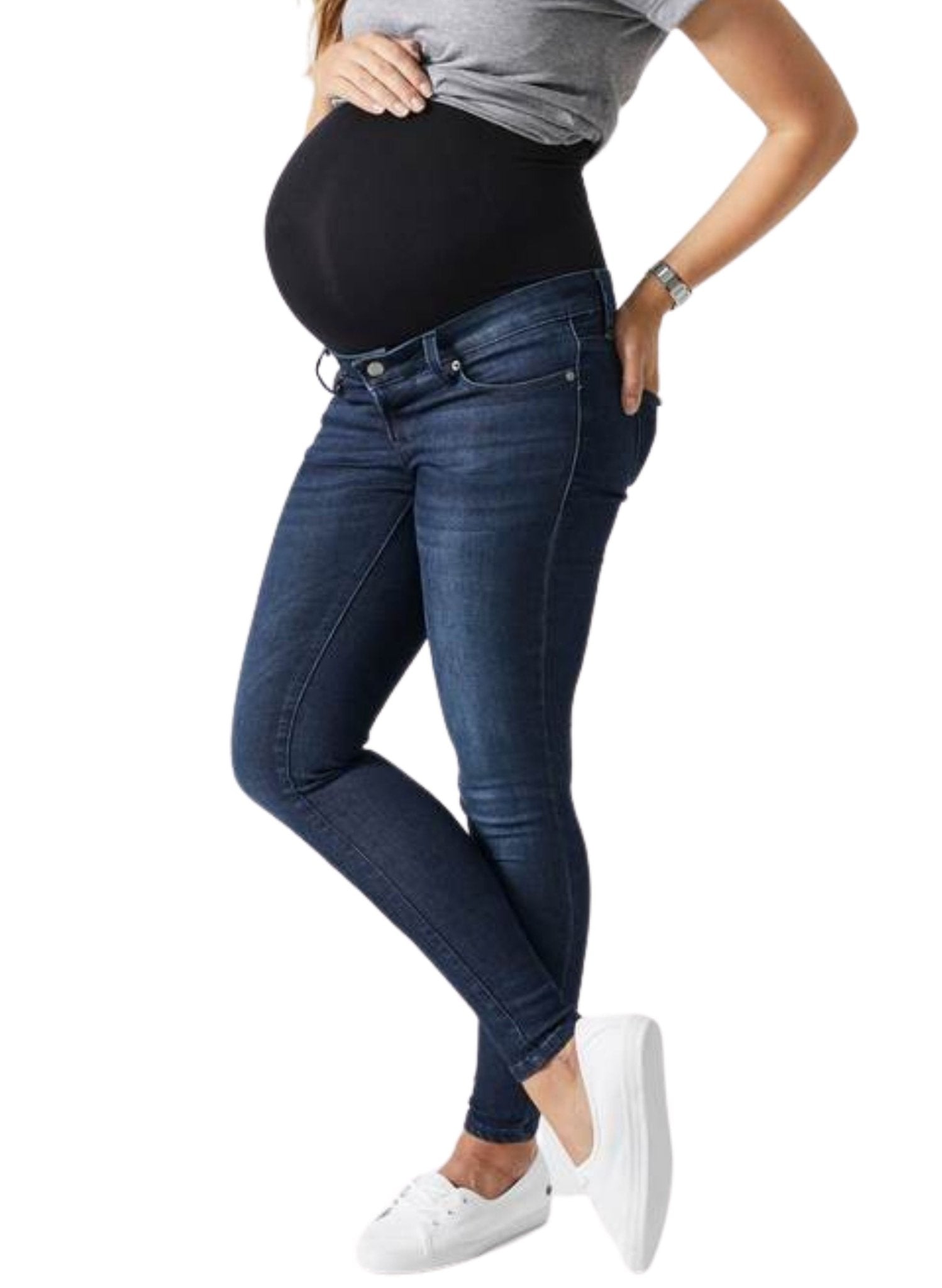 BLANQI Maternity Belly Support Skinny Jeans - Smoke Wash - Mums and Bumps