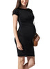 BLANQI Maternity Cap Sleeve Crew Neck Dress - Black - Mums and Bumps
