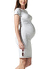 BLANQI Maternity Cap Sleeve Crew Neck Dress - Grey - Mums and Bumps