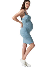 BLANQI Maternity Racerback Tank Dress - Sky Blue - Mums and Bumps