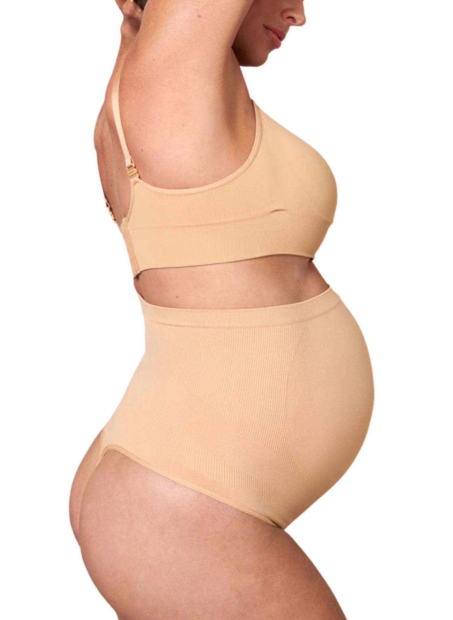 BLANQI Seamless Maternity Over Belly Support Thong - Nude