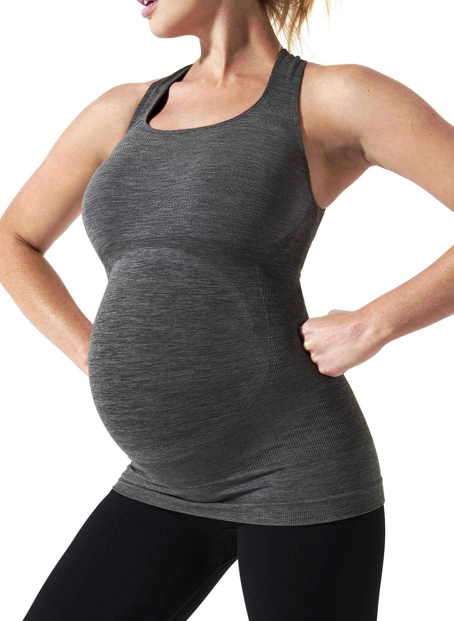 BLANQI Sport-Support Maternity Crossback Tank - Dark Grey - Mums and Bumps
