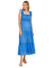 Chloe Long Maternity Dress - Blue Cottage - Mums and Bumps