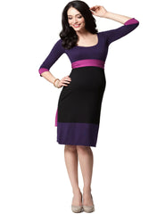 Colour Block Maternity Dress - Purple - Mums and Bumps