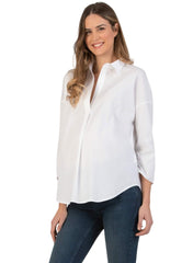 Cotton Maternity Shirt - White - Mums and Bumps