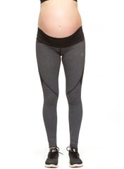Courage Maternity Legging with Fold Over Panel - Grey/Black - Mums and Bumps