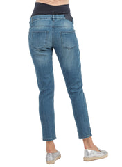 Cropped Mom Fit Maternity Jeans - Light Wash - Mums and Bumps
