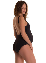 Emma Materntiy Black Solid Swimsuit - Mums and Bumps