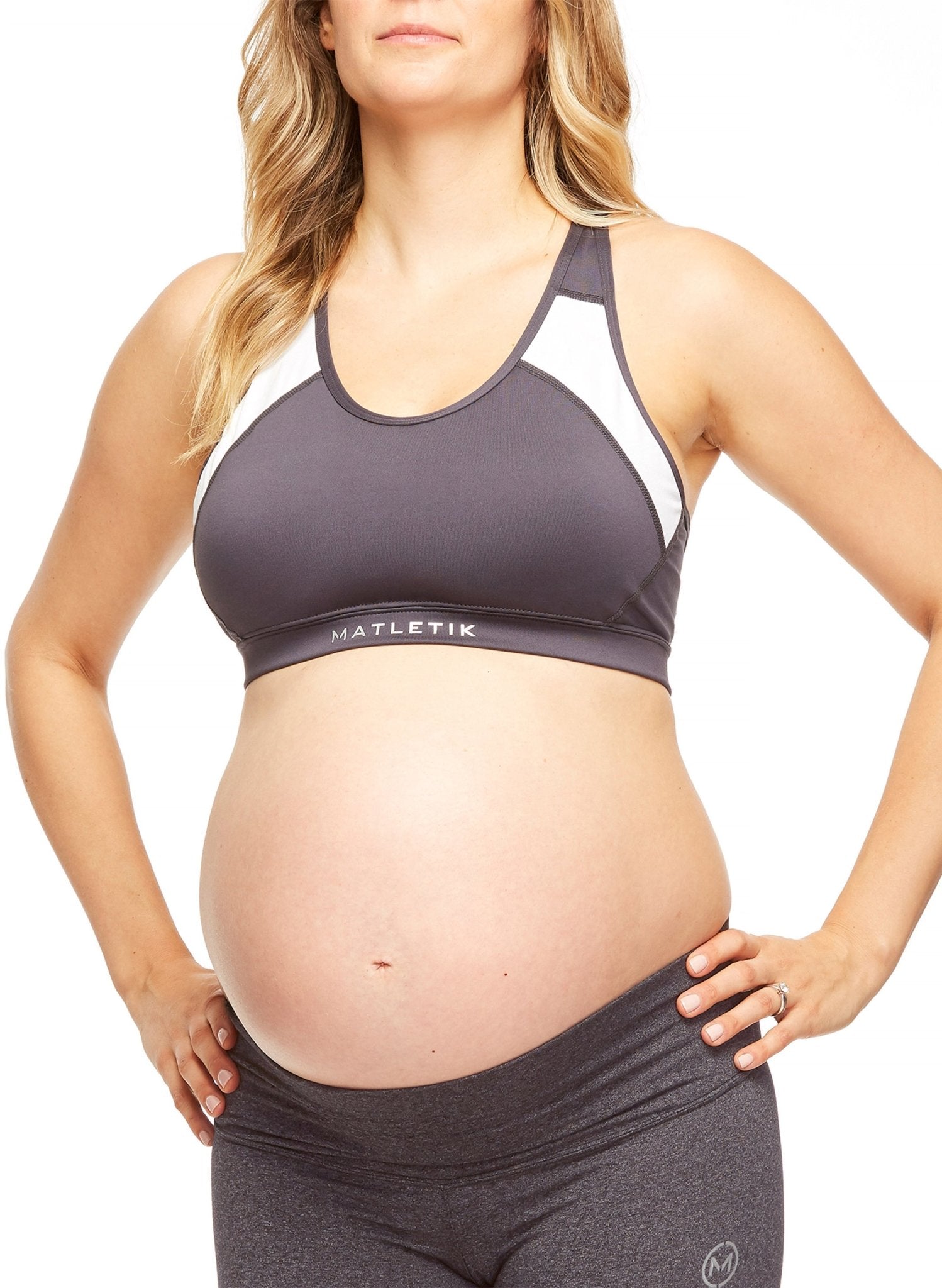 Energy Maternity Sports Bra Top - Grey/White