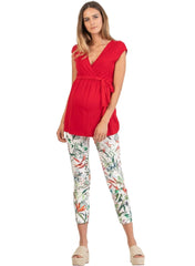 Floral Printed Tailored Maternity Trousers - Mums and Bumps