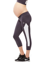 Focus 3/4 Low Waist Maternity Legging - Grey/White - Mums and Bumps