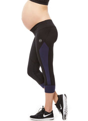 Focus 3/4 Maternity Legging - Low Waist - Black/Navy - Mums and Bumps