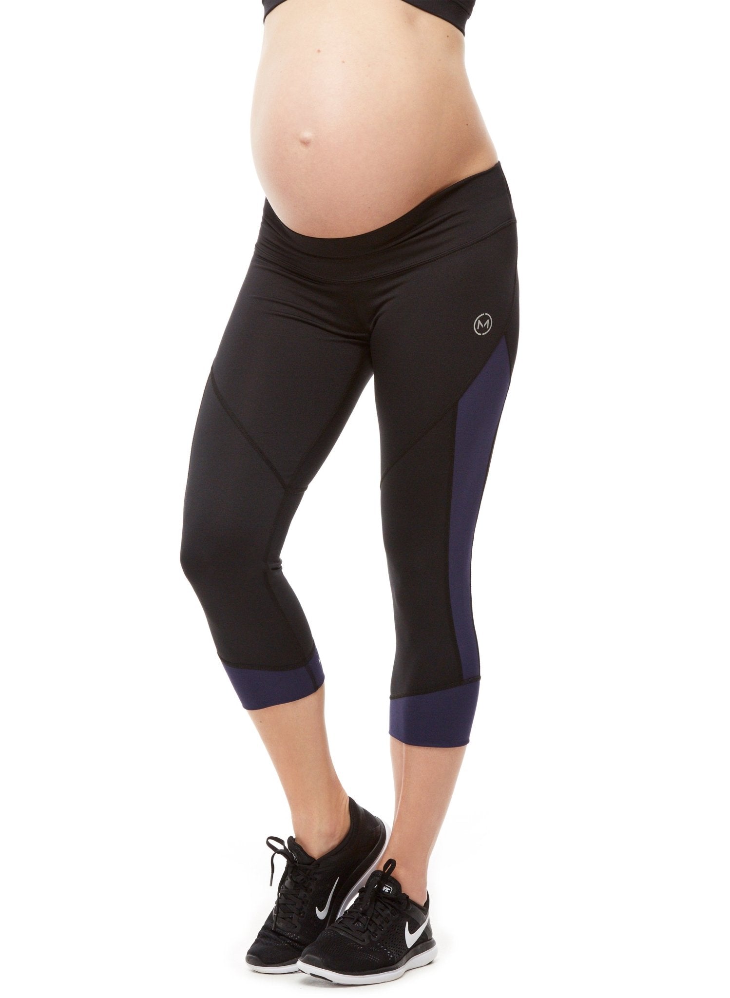 Focus 3/4 Maternity Legging - Low Waist - Black/Navy - Mums and Bumps