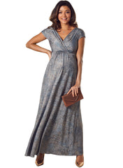 Francesca Maternity Maxi Dress - Bronze Blue - Mums and Bumps