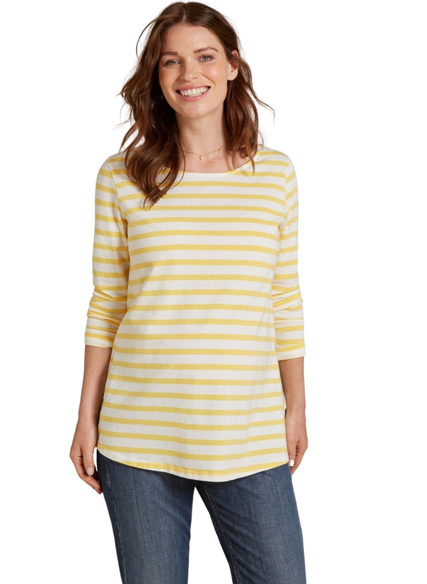 Harriet Maternity Top - Yellow/White Stripes - Mums and Bumps