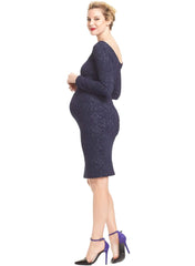 Heidi Midi Maternity Dress - Navy - Mums and Bumps
