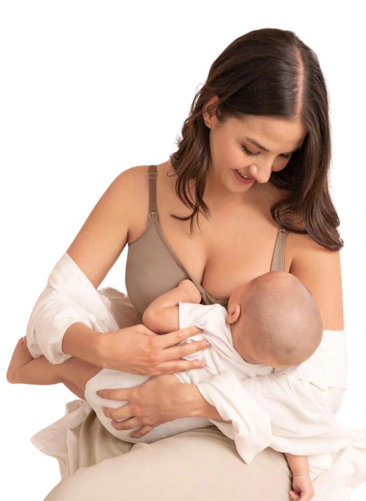 Nursing Bra Maternity Breastfeeding baby Motherhood Pregnant Beige nude 40F  euc