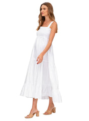 Holly Long Maternity Dress - Optical White - Mums and Bumps