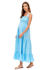 Holly Long Maternity Dress - Sky Blue - Mums and Bumps