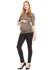 Honor 3/4 Sleeve Maternity & Nursing Top - Khaki - Mums and Bumps