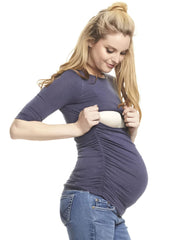 Honor 3/4 Sleeve Maternity & Nursing Top - Navy - Mums and Bumps