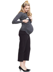 Honor Long Sleeve Maternity & Nursing Top - Grey - Mums and Bumps