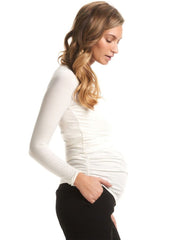 Honor Long Sleeve Maternity & Nursing Top - White - Mums and Bumps